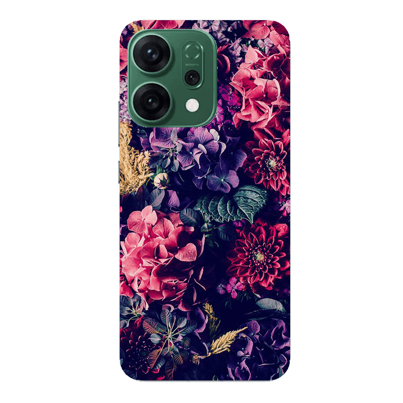 Oppo RENO 14 Purple and pink flowers Transparent Silicone TPU Θήκη